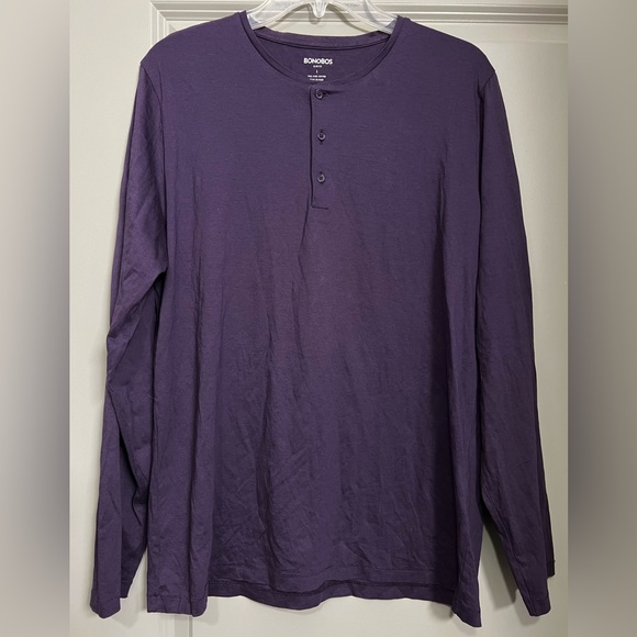 Bonobos Other - Bonobos Slim Fit Pima Performance Long Sleeve Henley | Purple | Size Large